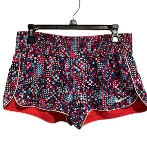 Nike Women’s Reversible‎ Athletic Shorts Multicolor Geo Print and Red